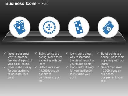 Playing cards casino chips dice currency ppt icons graphics