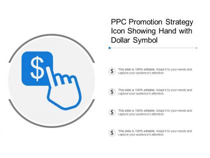 Ppc promotion strategy icon showing hand with dollar symbol