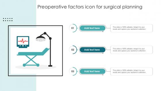 Preoperative Factors Icon For Surgical Planning Ppt Template