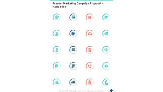 Product Marketing Campaign Proposal Icons Slide One Pager Sample Example Document