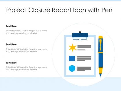 Project closure report icon with pen