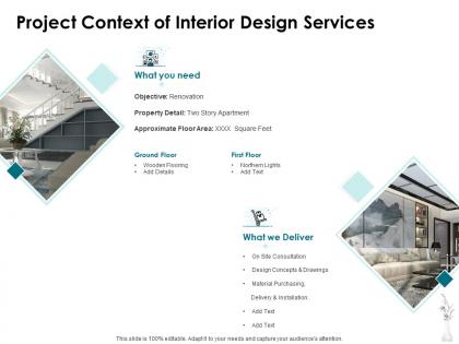 Project context of interior design services ppt powerpoint presentation icon samples