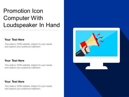 Promotion icon computer with loudspeaker in hand