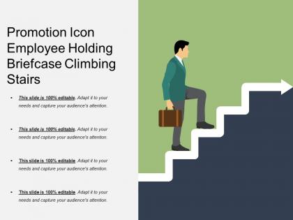 Promotion icon employee holding briefcase climbing stairs