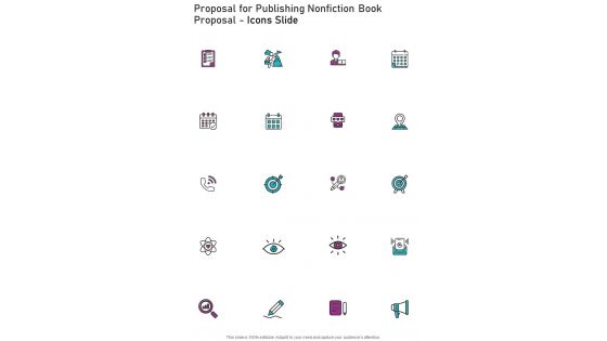 Proposal For Publishing Nonfiction Book Proposal Icons Slide One Pager Sample Example Document