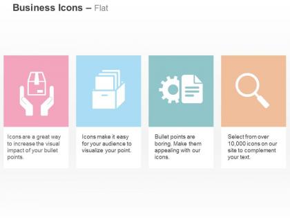 Protect the carton data management settings of document search ppt icons graphics