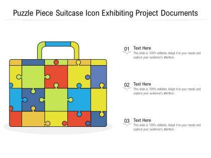 Puzzle piece suitcase icon exhibiting project documents