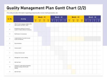 Quality management plan gantt chart process mapping ppt powerpoint presentation icon show