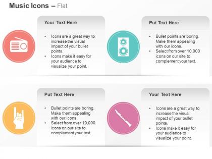 Radio speaker rock n roll flute ppt icons graphics