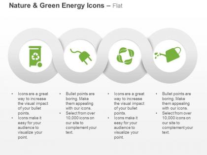 Recycle bin power plug water eco leaves ppt icons graphics
