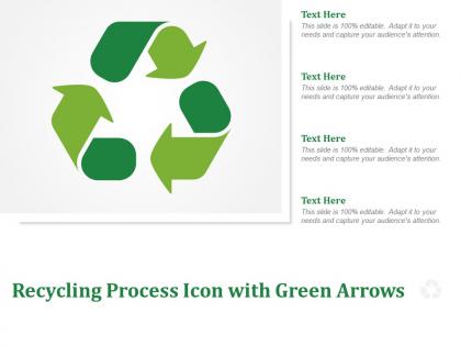 Recycling process icon with green arrows
