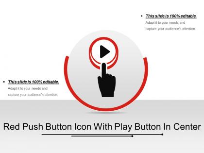 Red push button icon with play button in center