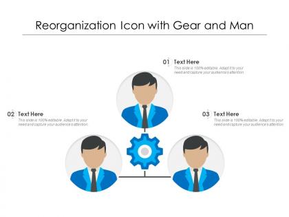 Reorganization icon with gear and man