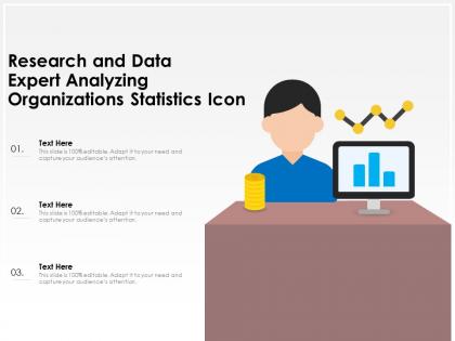 Research and data expert analyzing organizations statistics icon