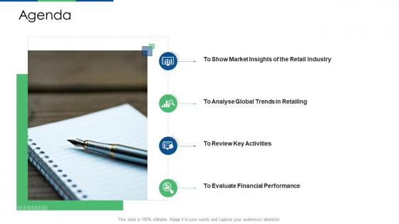 Retail industry evaluation agenda ppt infographics icon