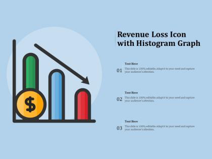 Revenue loss icon with histogram graph