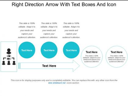 Right direction arrow with text boxes and icon