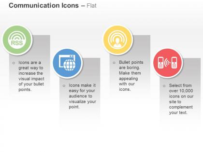 Rss browser with globe wireless phone ppt icons graphics