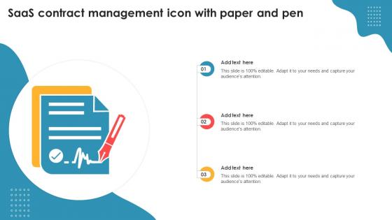 SaaS Contract Management Icon With Paper And Pen