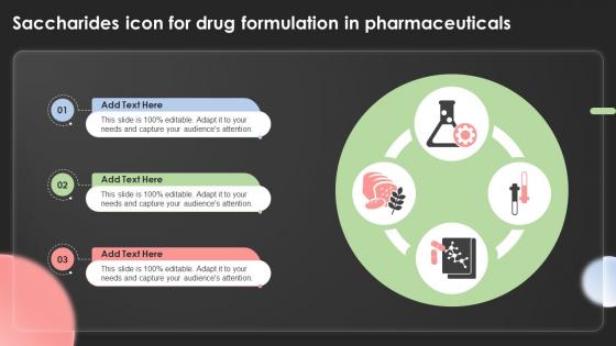 Saccharides Icon For Drug Formulation In Pharmaceuticals Ppt Template
