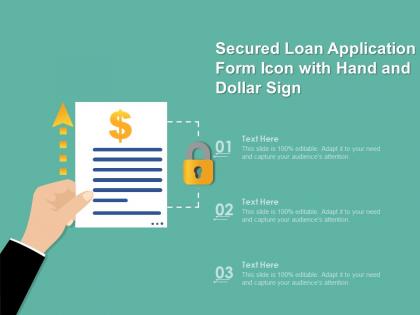 Secured loan application form icon with hand and dollar sign