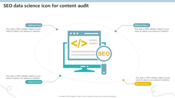 SEO Data Science Icon For Content Audit Ppt Slides