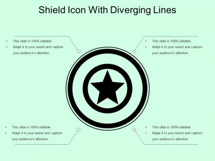 Shield icon with diverging lines