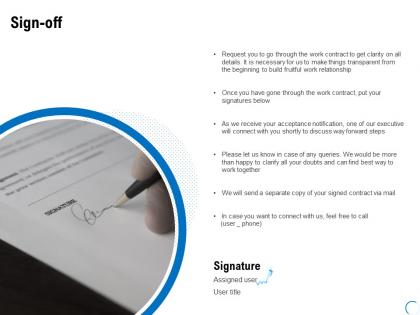 Sign off management ppt powerpoint presentation icon diagrams