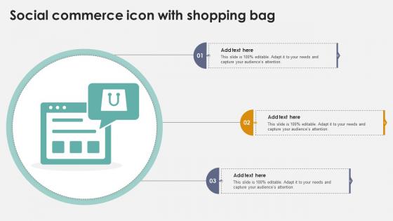 Social Commerce Icon With Shopping Bag Ppt Slides