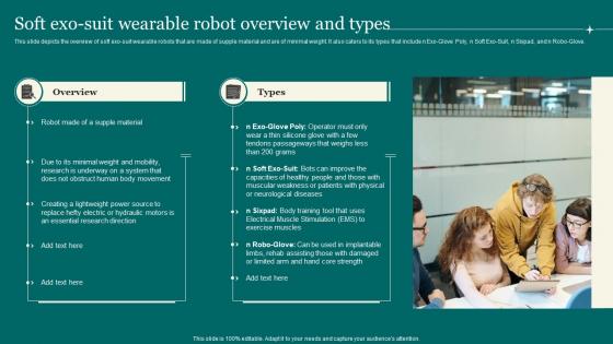 Soft Exo Suit Wearable Robot Overview And Types Exoskeleton IT Ppt Icons