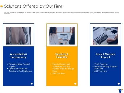 Solutions offered by our firm edtech ppt icon brochure