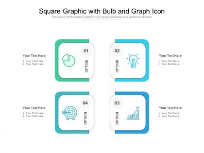 Square graphic with bulb and graph icon