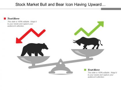 Stock market bull and bear icon having upward and downward arrow