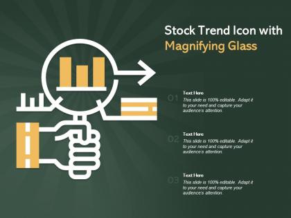 Stock trend icon with magnifying glass