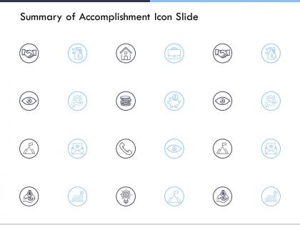 Summary of accomplishment icon slide opportunity ppt powerpoint presentation ideas influencers