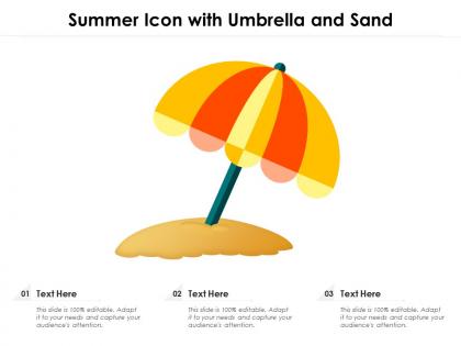 Summer icon with umbrella and sand