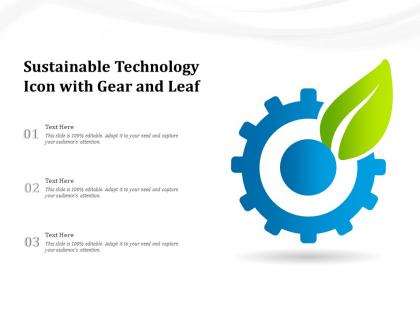 Sustainable technology icon with gear and leaf