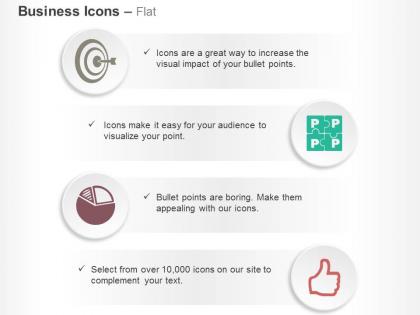 Target achievement 4 ps pie chart like symbol ppt icons graphics