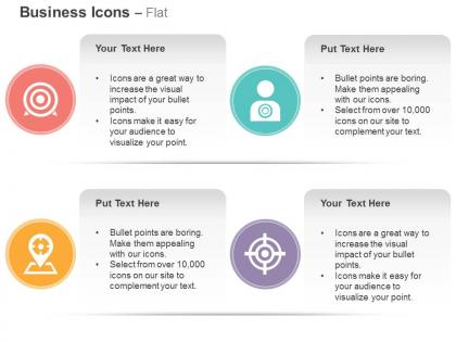Target focus on customer map marker bullseye ppt icons graphics