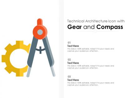 Technical architecture icon with gear and compass