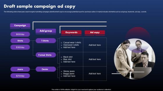 Techniques To Optimize SEM Draft Sample Campaign Ad Copy Ppt Icon Format