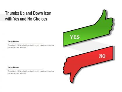 Thumbs up and down icon with yes and no choices