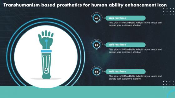 Transhumanism Based Prosthetics For Human Ability Enhancement Icon Ppt Presentation