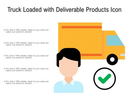Truck loaded with deliverable products icon