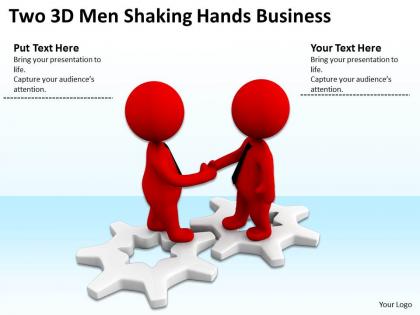 Two 3d men shaking hands business ppt graphics icons powerpoint