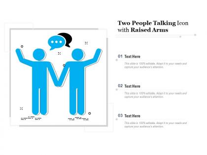 Two people talking icon with raised arms