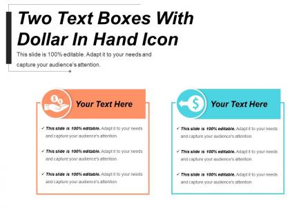 Two text boxes with dollar in hand icon