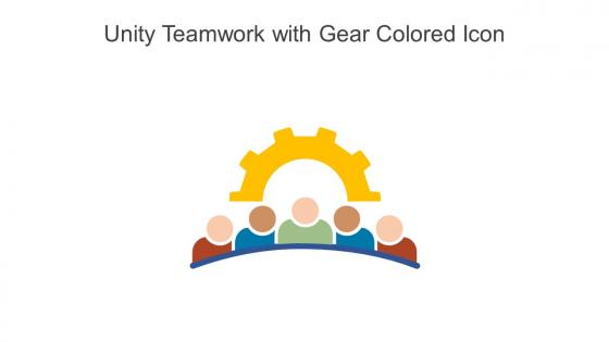 Unity Teamwork With Gear Colored Icon In Powerpoint Pptx Png And Editable Eps Format