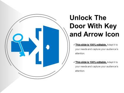 Unlock the door with key and arrow icon