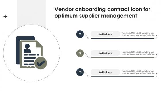 Vendor Onboarding Contract Icon For Optimum Supplier Management Ppt Powerpoint